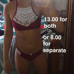 Maroon and white bikini